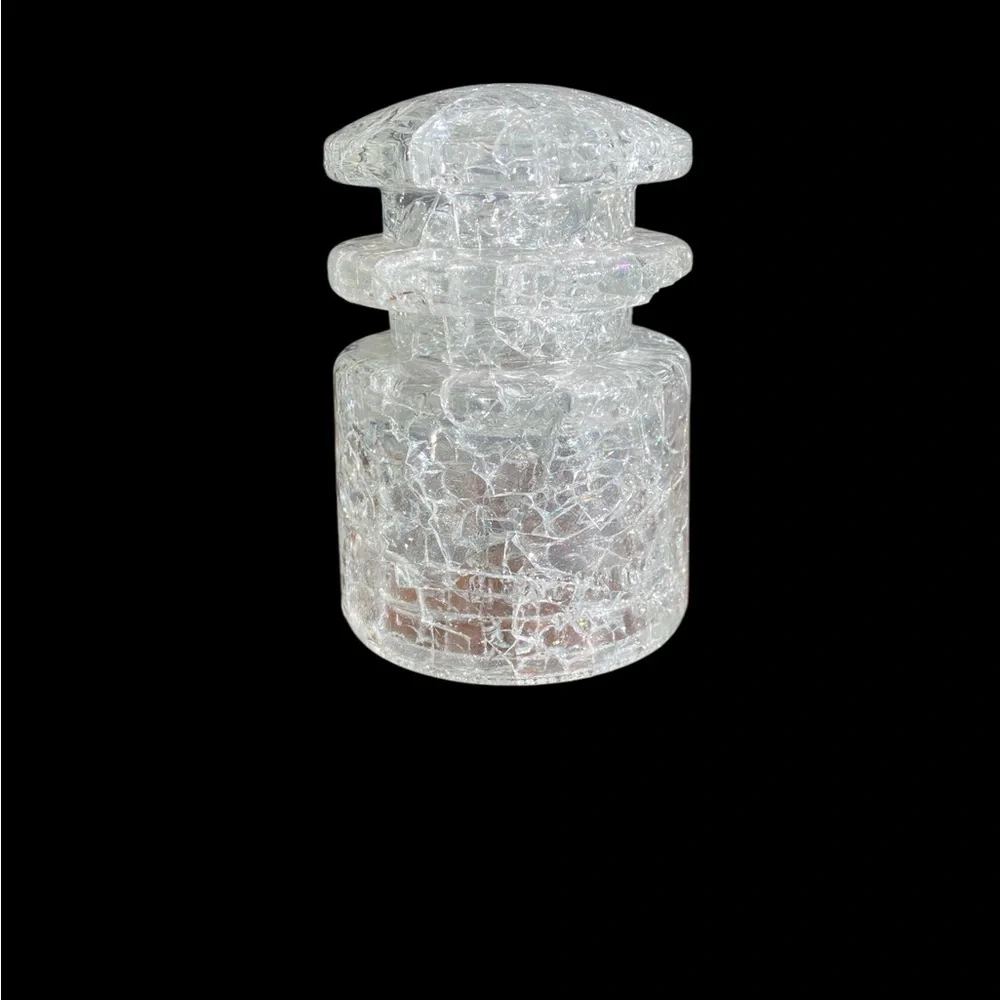 Vintage 1963 Hemingray 18 Clear Crackle Glass Insulator Deco
